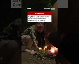 Vigil held after two killed as car driven into crowd in German city of Leipzig. #BBCNews