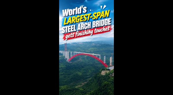 Cina, ultimi ritocchi a ponte ad arco in acciaio con campata più ampia del mondo