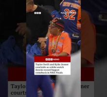 Celebs courtside for record-breaking New York Knicks game. #Knicks #NewYork #BBCNews