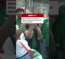 Crowds gather ahead of the 2026 World Cup opening match. #Mexico #WorldCup #BBCNews