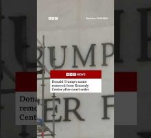 Donald Trump's name removed from Kennedy Center after court order. #DonaldTrump #US #BBCNews