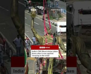 India's 'unsafe' 70ft Lionel Messi statue taken down. #Messi #India #BBCNews