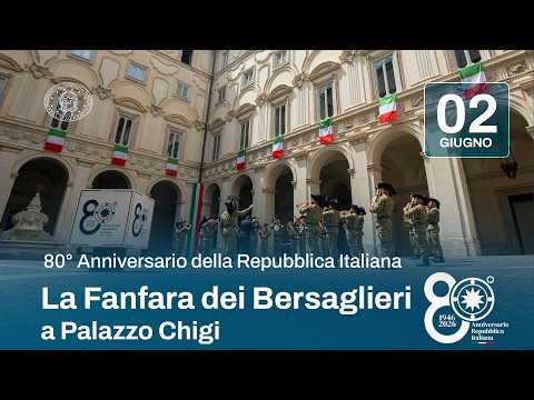 80&deg; Anniversario della Repubblica, la Fanfara dei Bersaglieri esegue l&rsquo;Inno Nazionale