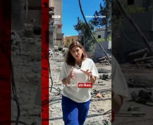 Walking through the ruins of a southern Lebanese city after Israeli strikes. #BBCNews