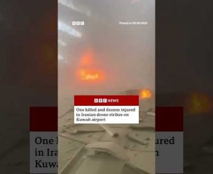 One killed and dozens injured in Iranian drone strikes on Kuwait airport. #BBCNews
