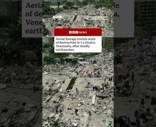 Aerial footage reveals scale of destruction in La Guaira, Venezuela. #BBCNews