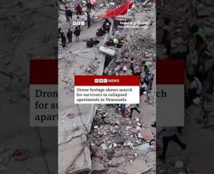 Drone footage shows continued rescue efforts in Venezuela after earthquakes. #Venezuela #BBCNews