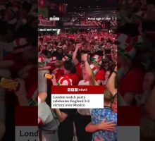 Fans in London celebrate England's 3-2 World Cup victory over Mexico. #WorldCup #BBCNews