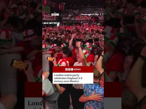 Fans in London celebrate England's 3-2 World Cup victory over Mexico. #WorldCup #BBCNews