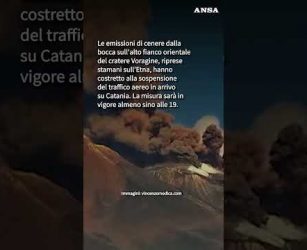 Attivit&agrave; ripresa sull'Etna, la cenere su Catania ferma i voli in arrivo #ansa