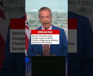 Reform UK leader Nigel Farage resigns as MP for Clacton, triggering by-election. #BBCNews