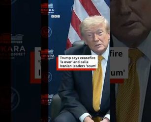 'I think it's over' Trump says on Iran ceasefire. #US #Iran #BBCNews