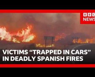 Victims "trapped in cars" while fleeing Spain&rsquo;s deadly wildfires | BBC News