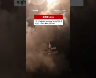 US releases footage from third night of strikes on Iran. #US #Iran #BBCNews