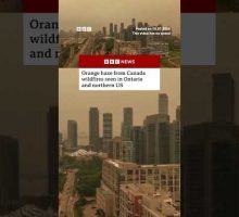 Orange haze from Canada wildfires seen in Ontario and northern US. #Canada #US #BBCNews