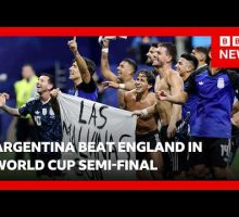 Argentina could face action over Falklands banner after beating England at World Cup | BBC News