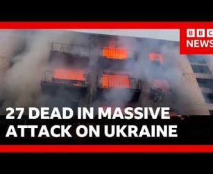 Massive Russian attack on Ukraine&rsquo;s capital kills at least 25 and injures many more | BBC News