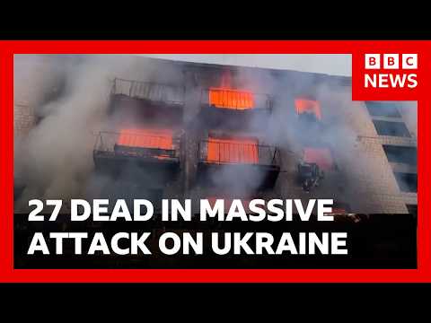 Massive Russian attack on Ukraine&rsquo;s capital kills at least 25 and injures many more | BBC News