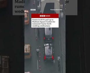 Guests dropped off in SUVs for rumoured Taylor Swift wedding celebrations. #BBCNews