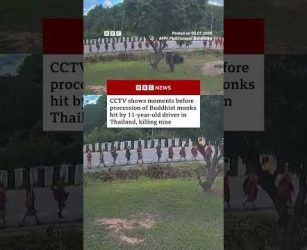 CCTV shows moments before Buddhist monks hit by 11-year-old driver in Thailand. #BBCNews