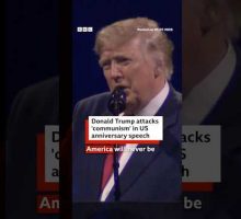 Donald Trump attacks 'communism' in US anniversary speech. #DonaldTrump #BBCNews