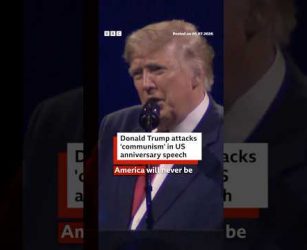 Donald Trump attacks 'communism' in US anniversary speech. #DonaldTrump #BBCNews